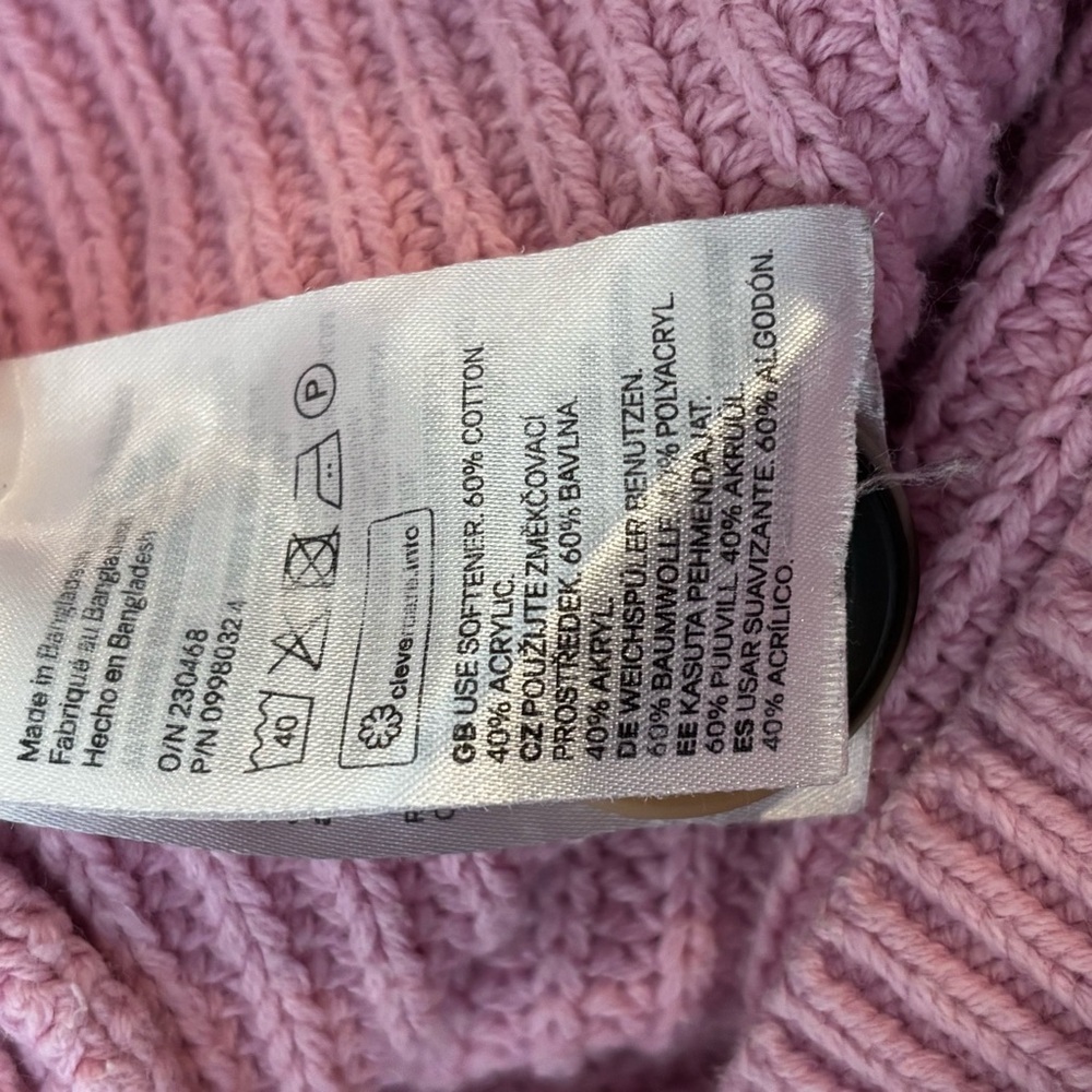 H&M Lavender Pink Chunky Knit Button-Up Cropped Cardigan Size XS - Picture 5 of 9